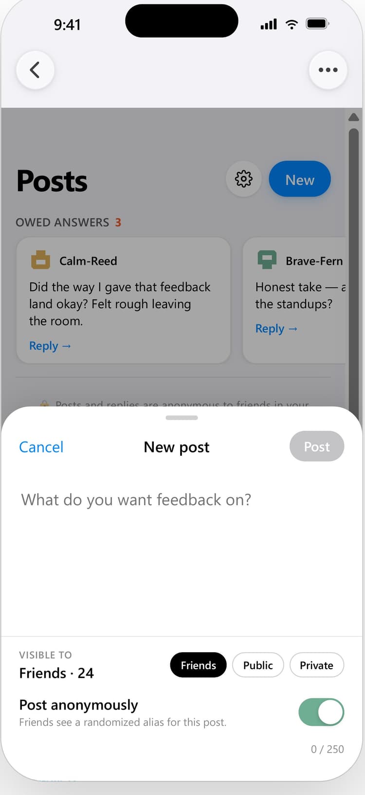 Composing a post in Opinionly