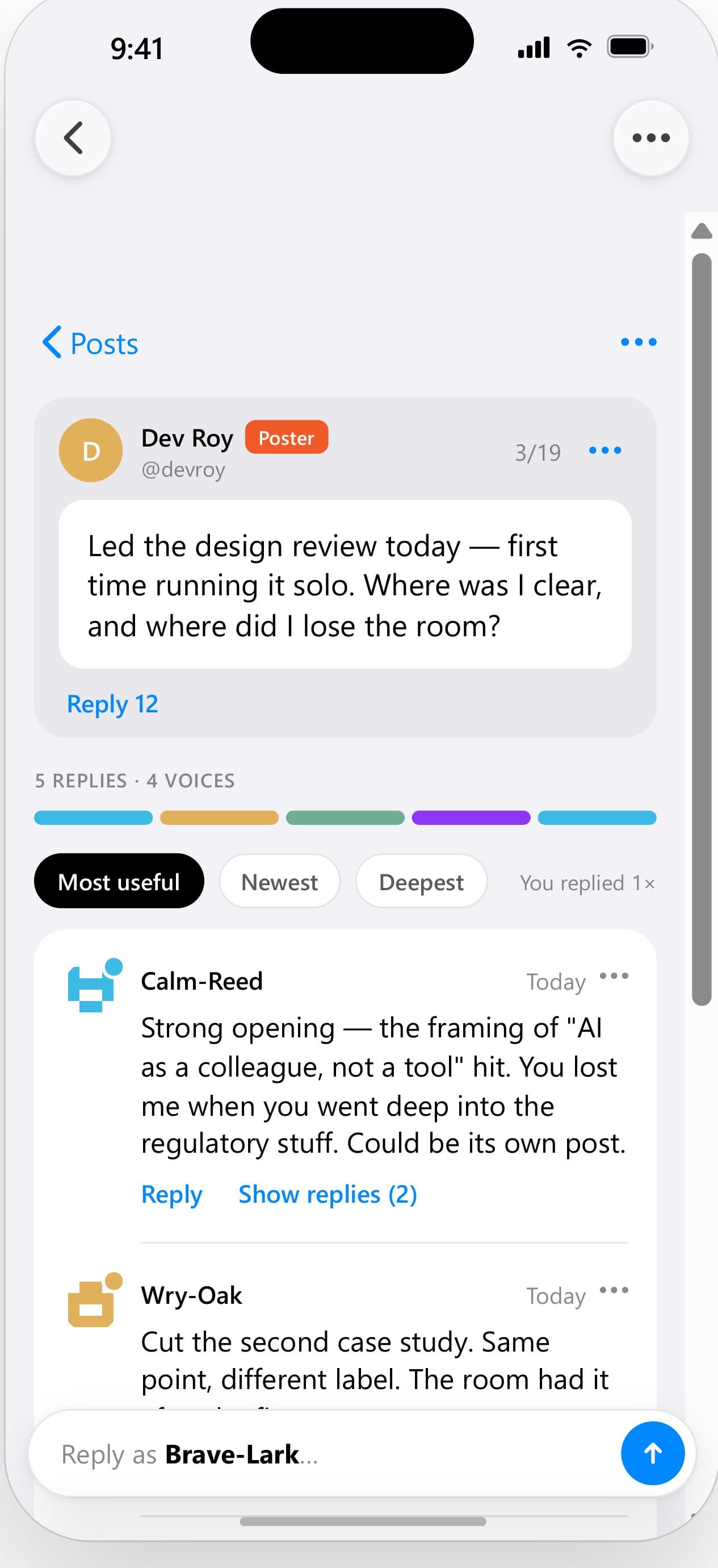 A post with replies